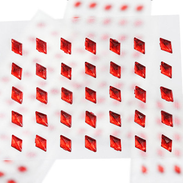 Red Diamond Stick On Gems - 6x4mm - 250 Pieces