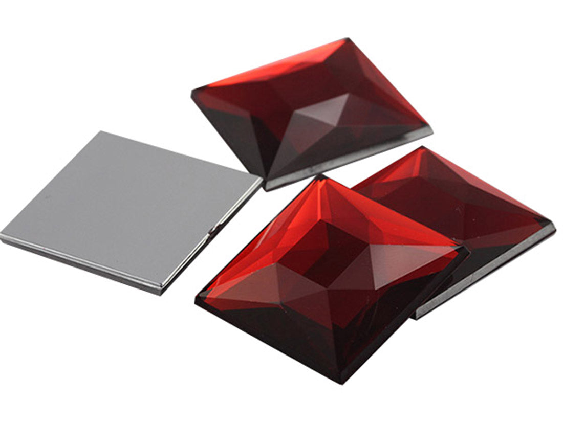 Red Garnet Flat Back Square Gems - 24mm - 14 Pieces