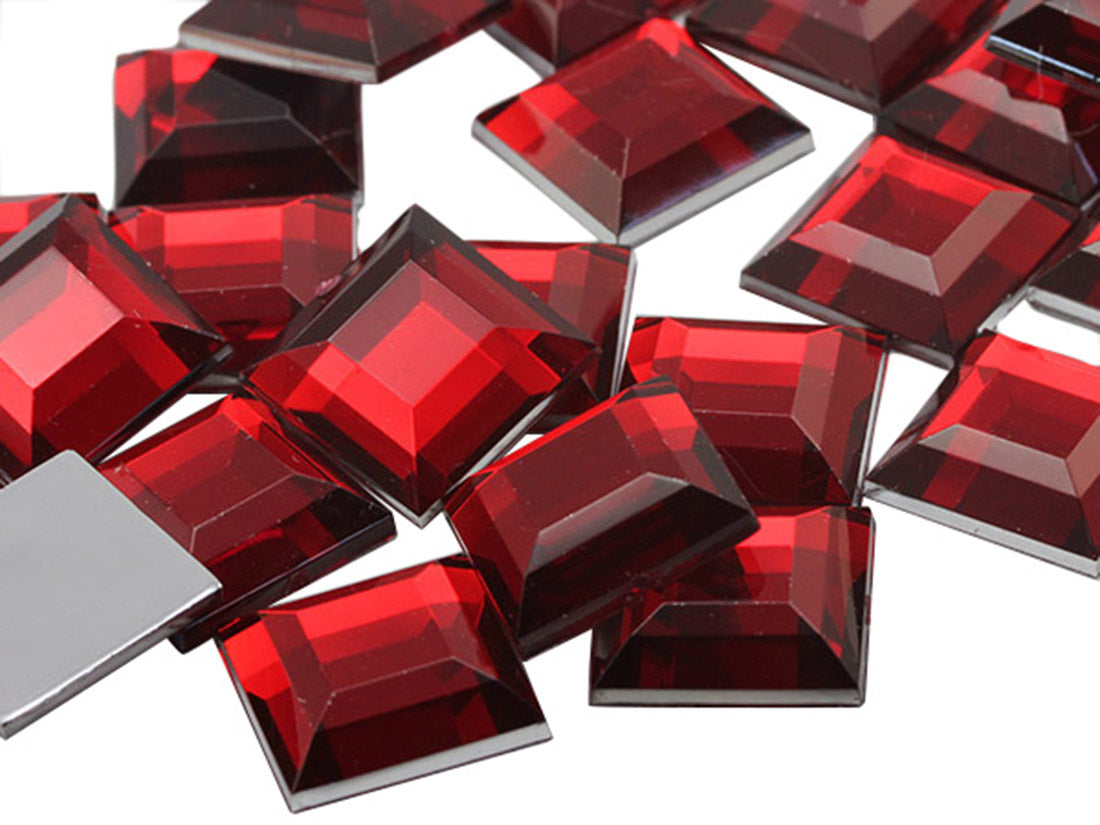 Red Ruby Flat Back Square Gems