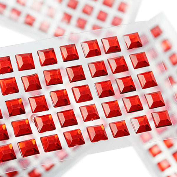 Red Square Stick On Gems