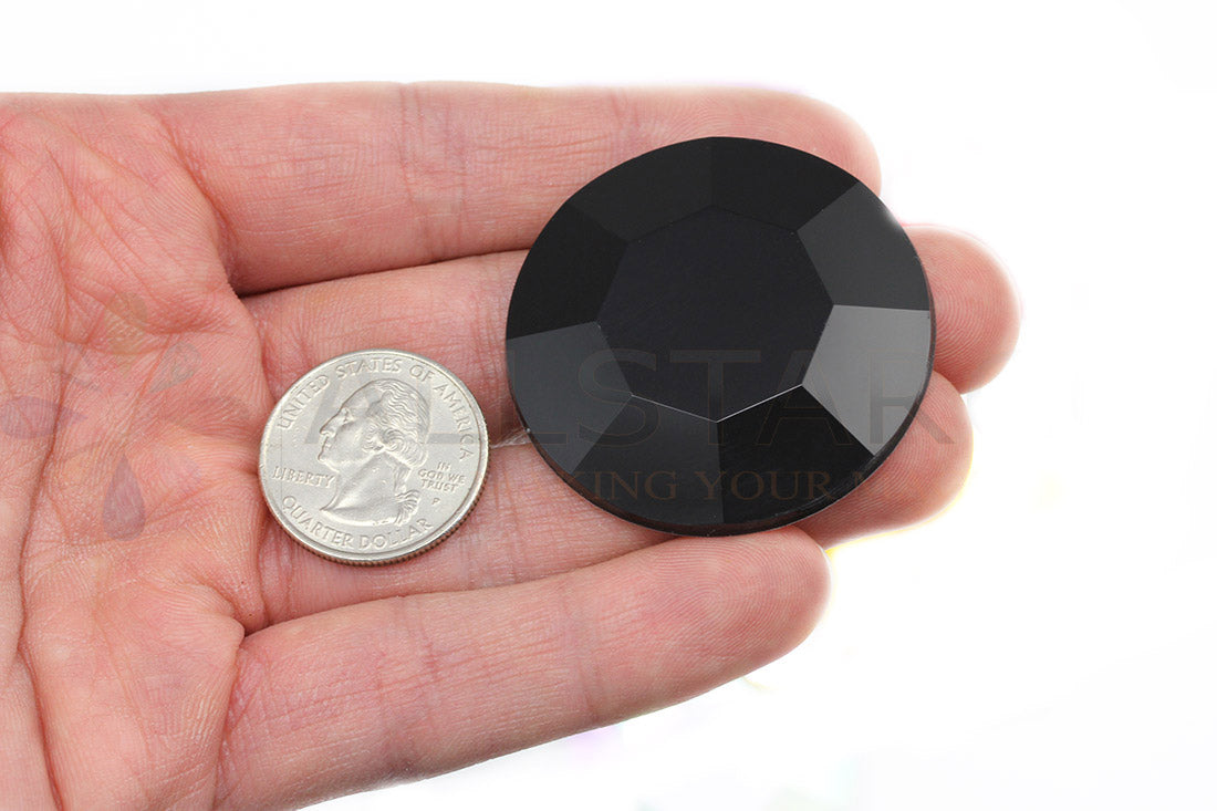 Black Extra Large Flat Back Rhinestones - 45mm