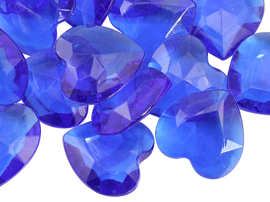 Blue Sapphire Heart Point Back Gems - 27mm - 20 Pieces