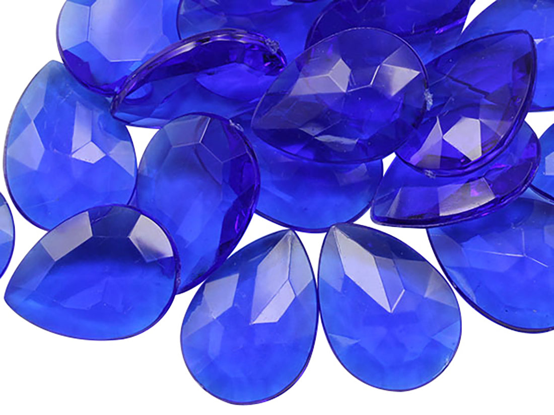 Blue Sapphire Teardrop Point Back Gems - 25x18mm - 40 Pieces