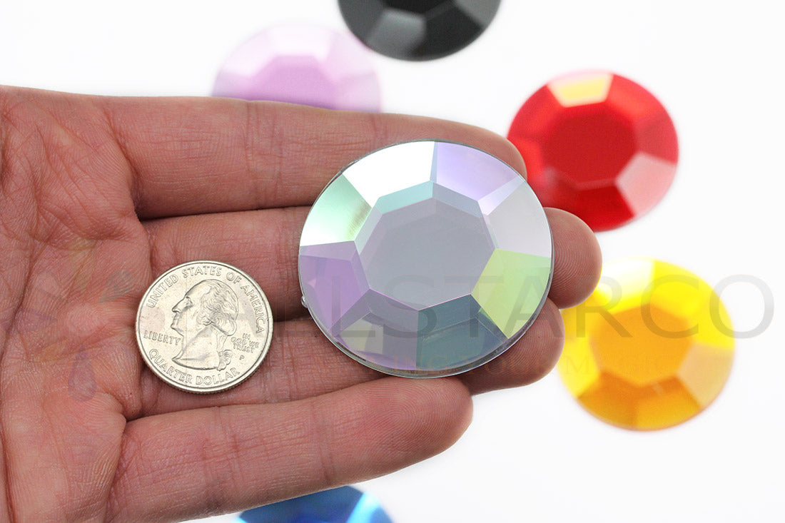 Crystal AB Extra Large Flat Back Rhinestones - 45mm