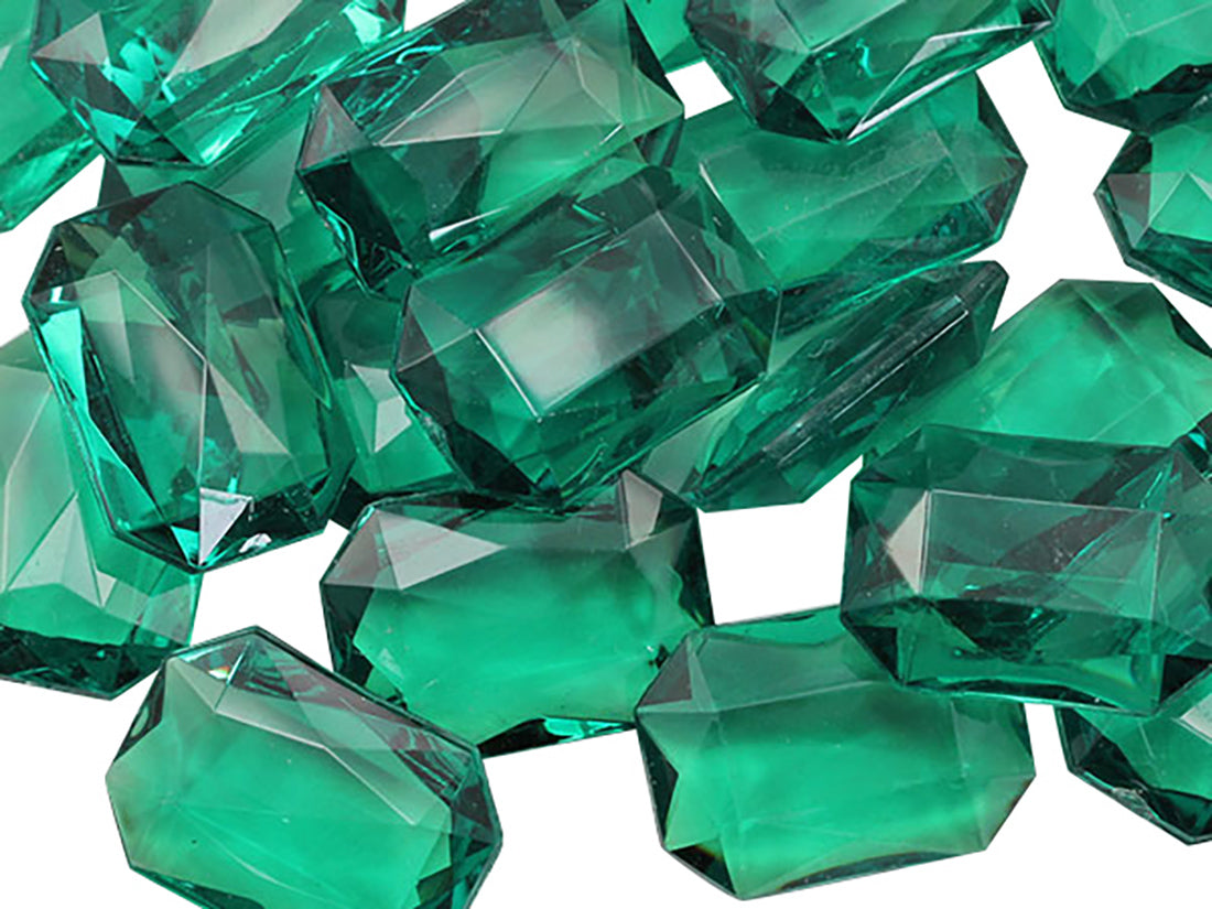 Green Emerald Octagon Point Back Gems - 25x18mm - 40 Pieces