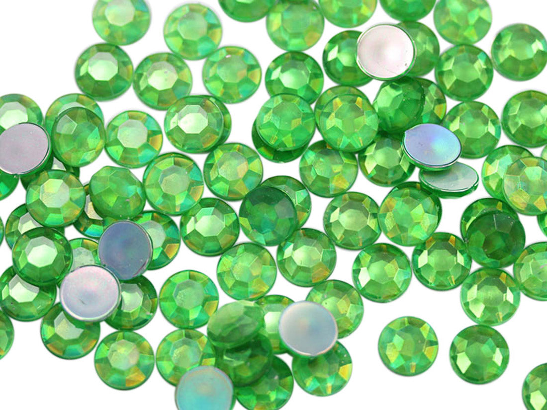 Green Peridot AB Flat Back Rhinestones - 7mm SS34