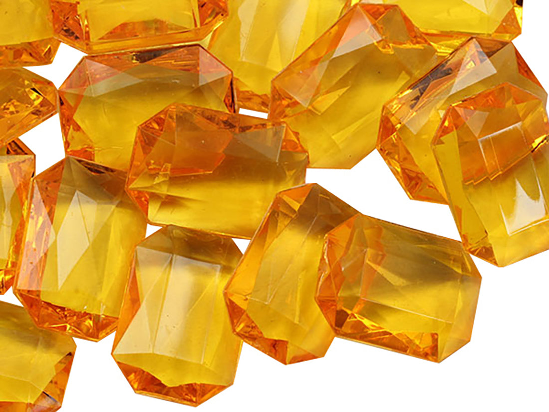Orange Amber Octagon Point Back Gems - 25x18mm - 40 Pieces