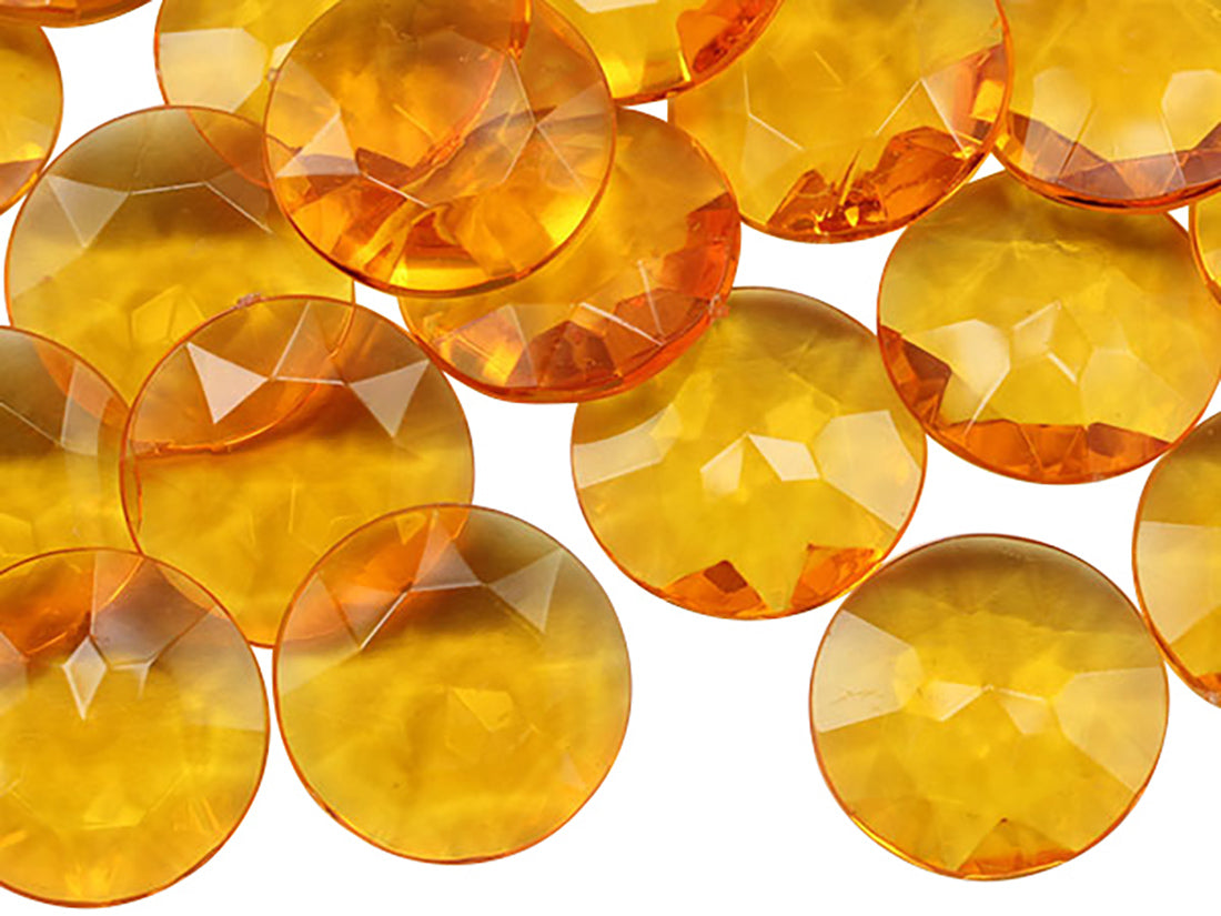 Orange Amber Round Point Back Gems - 27mm - 25 Pieces