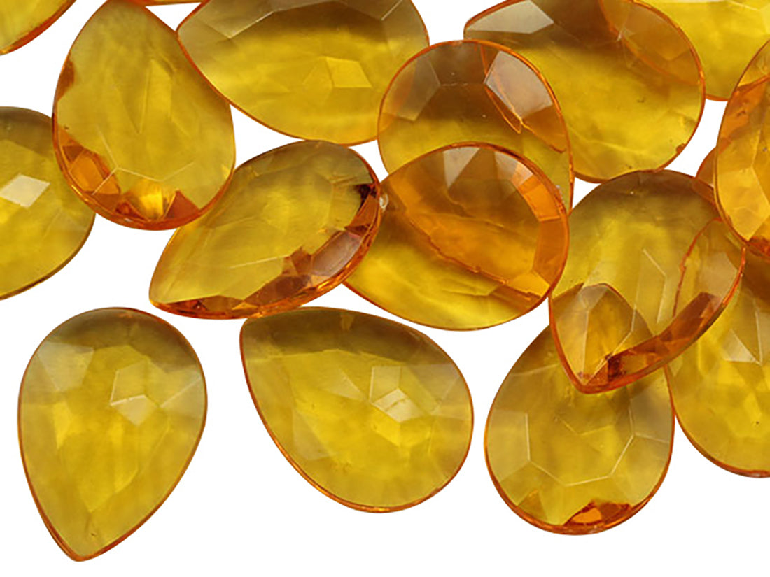 Orange Amber Teardrop Point Back Gems - 25x18mm - 40 Pieces