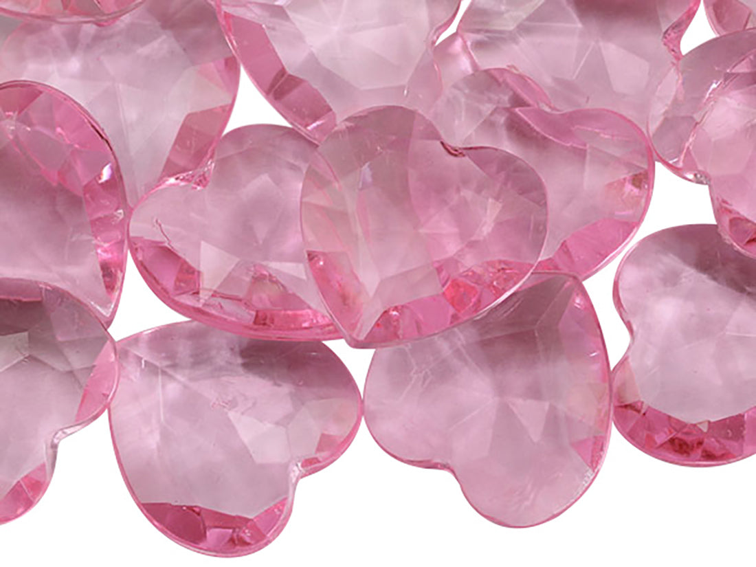 Pink Heart Point Back Gems - 27mm - 20 Pieces