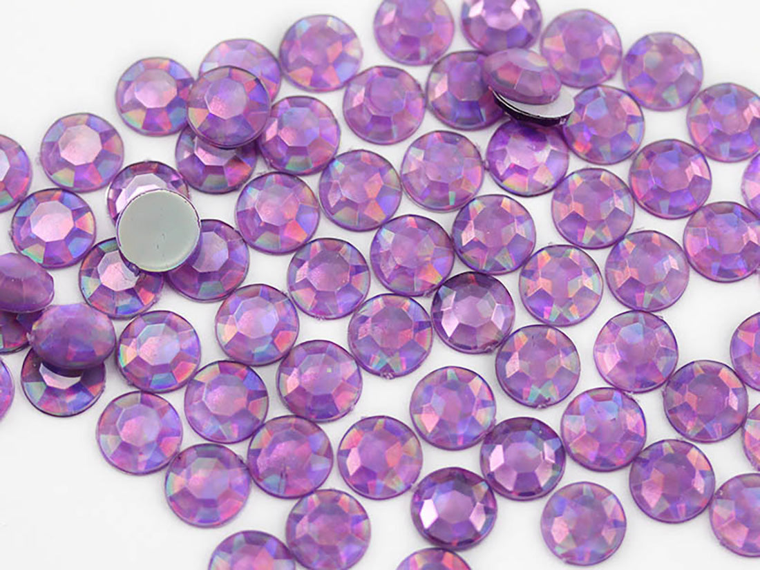 Purple Amethyst AB Flat Back Rhinestones - 7mm SS34