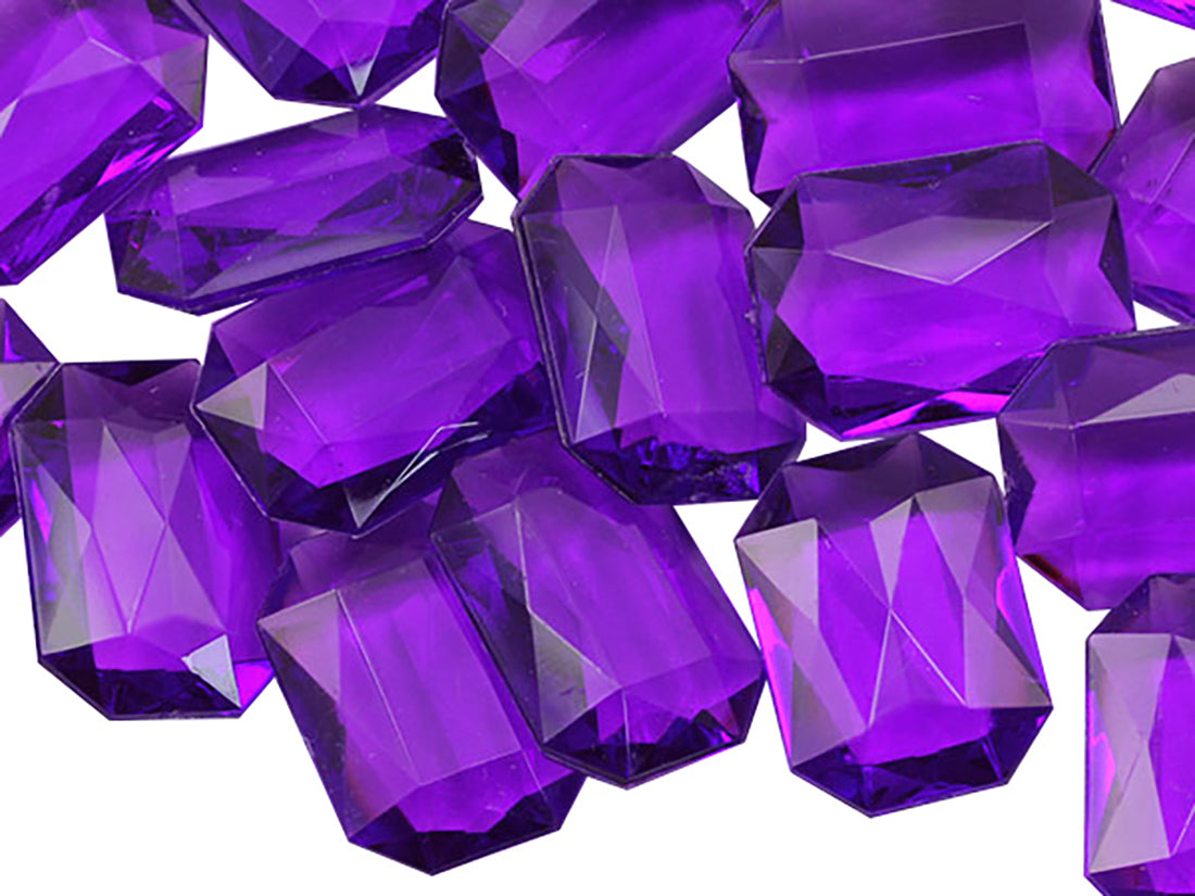 Purple Amethyst Octagon Point Back Gems - 25x18mm - 40 Pieces