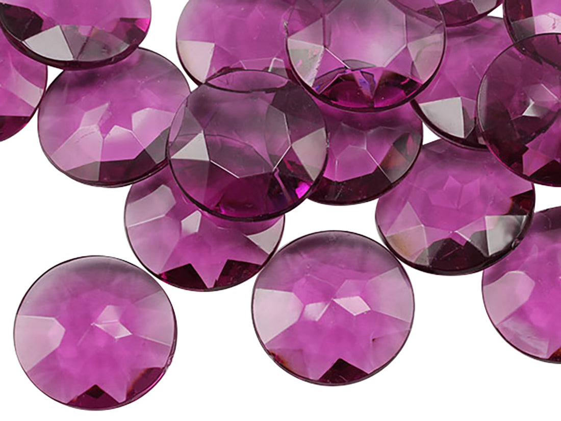 Purple Amethyst Round Point Back Gems - 27mm - 25 Pieces
