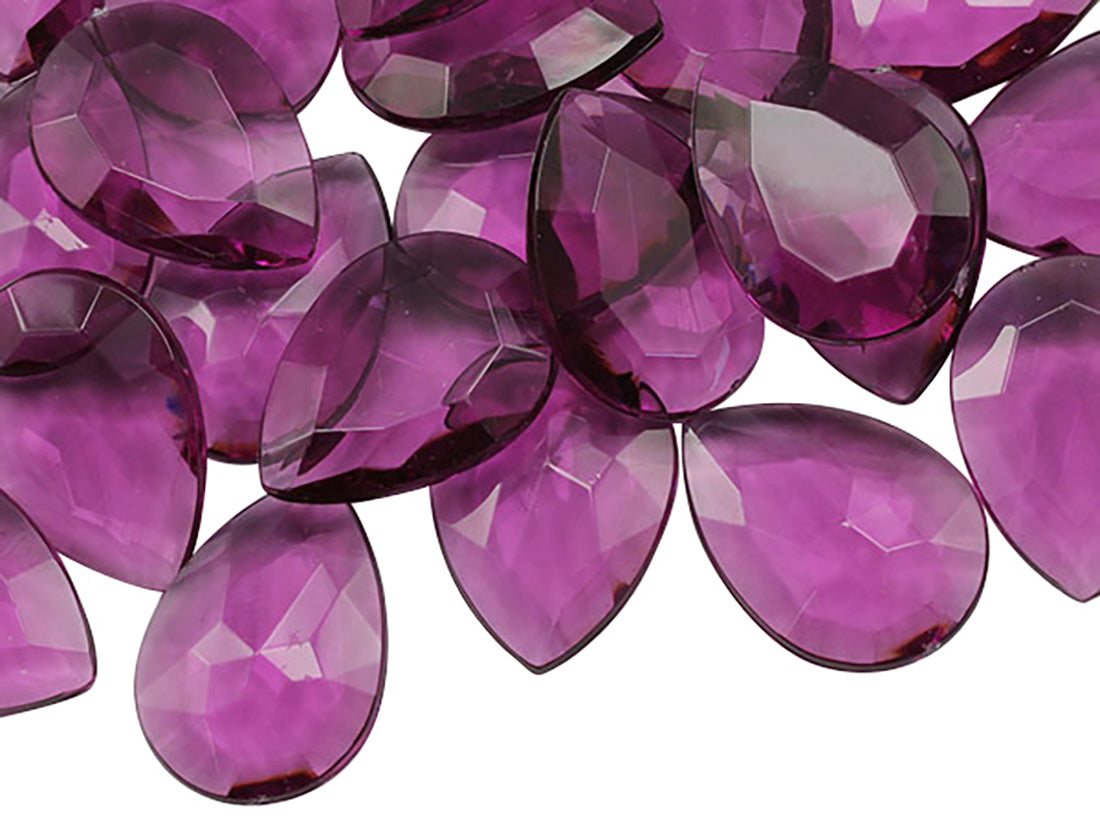 Purple Amethyst Teardrop Point Back Gems - 25x18mm - 40 Pieces