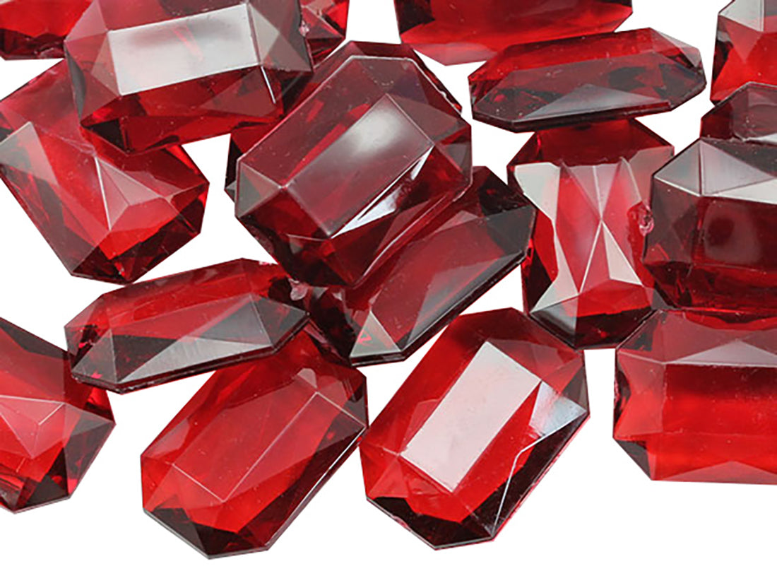 Red Ruby Octagon Point Back Gems - 25x18mm - 40 Pieces