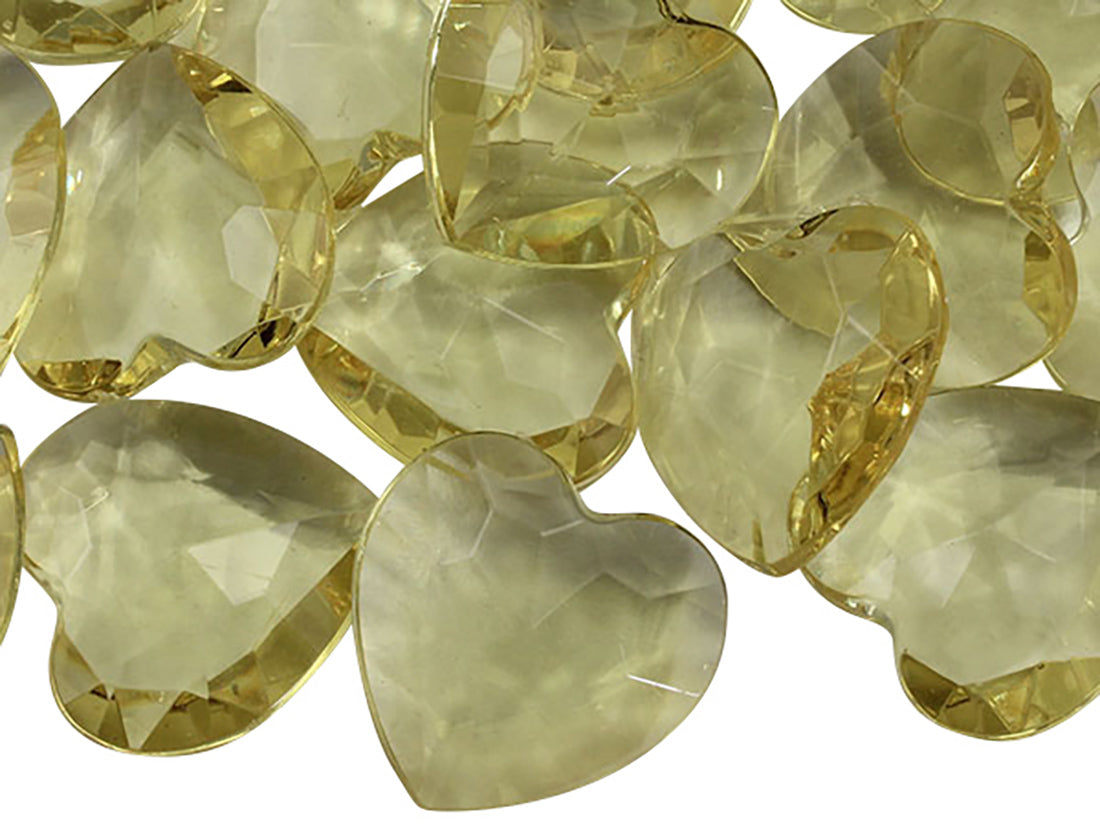 Yellow Heart Point Back Gems - 27mm - 20 Pieces