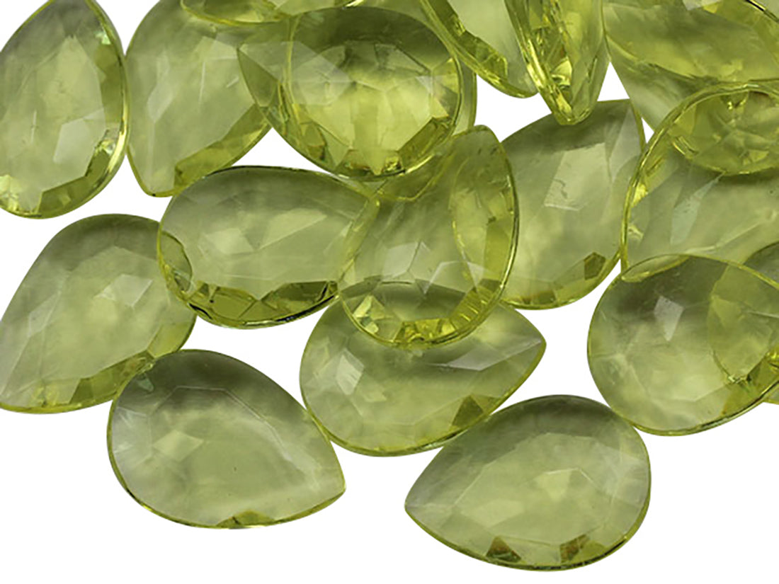 Yellow Teardrop Point Back Gems - 25x18mm - 40 Pieces