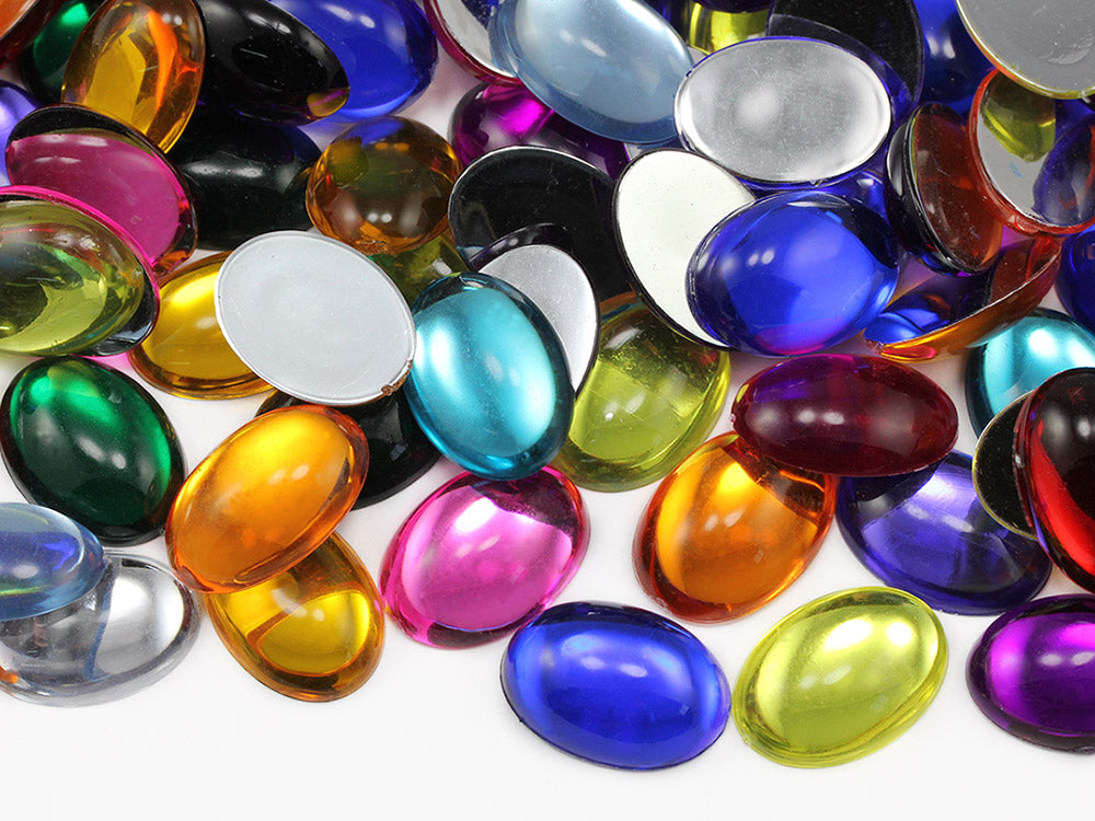Assorted Colors Oval Flat Back Cabochons