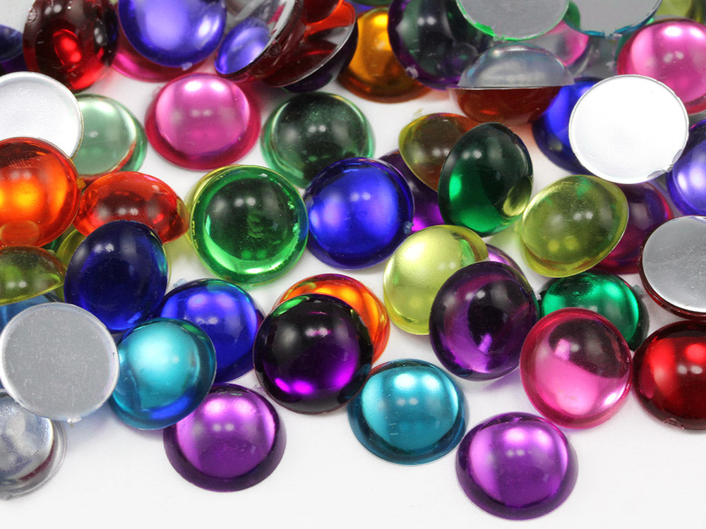 Assorted Colors Round Flat Back Cabochons