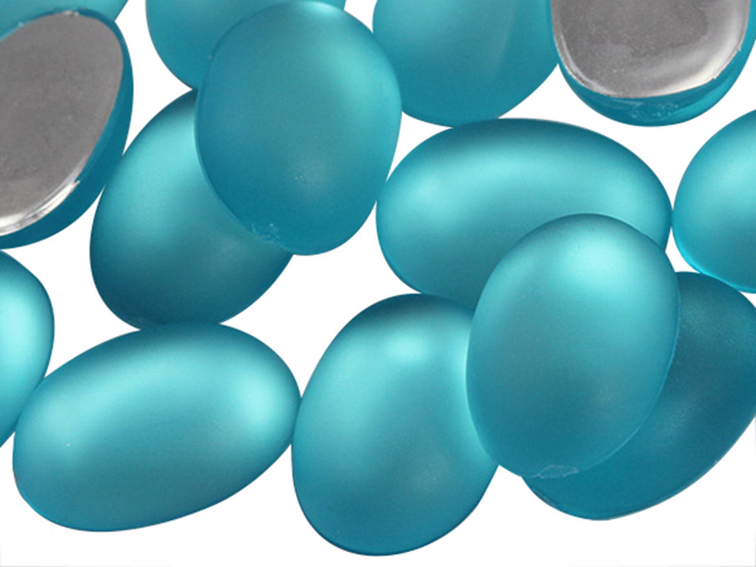 Blue Aqua Frosted Oval Gems