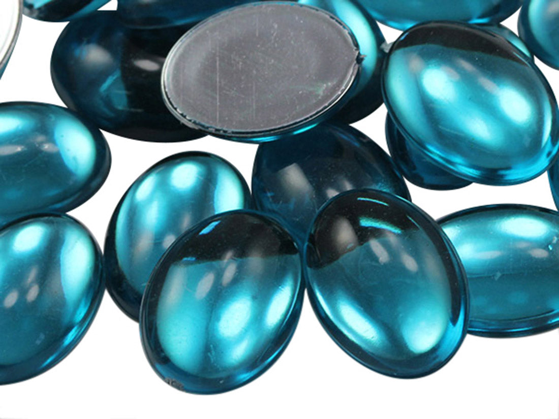 Blue Aquamarine Oval Flat Back Cabochons