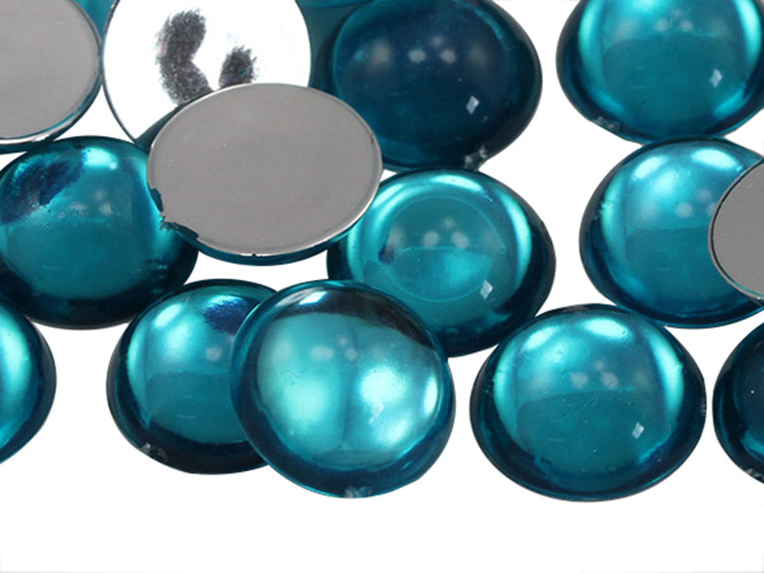 Blue Aquamarine Round Flat Back Cabochons