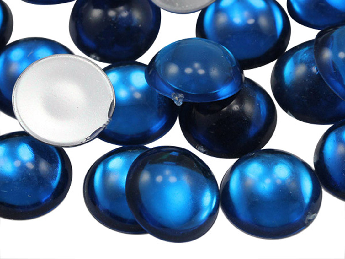 Blue Capri Round Flat Back Cabochons - 11mm - 50 Pieces