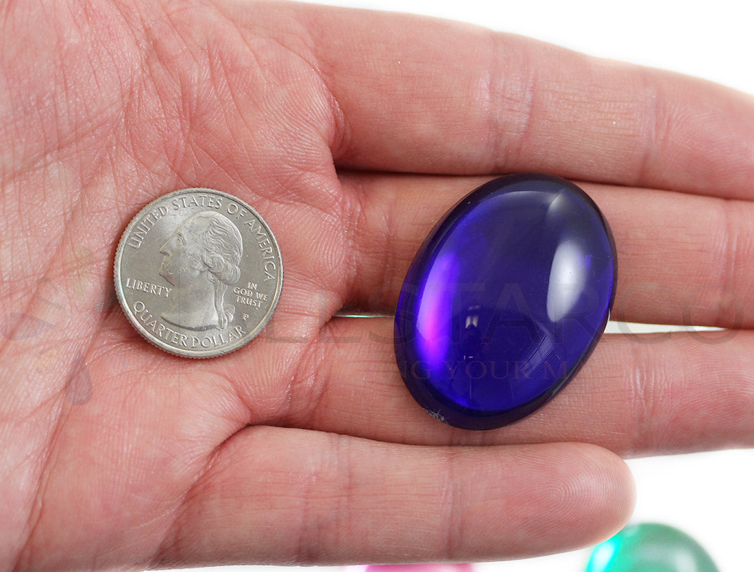 Blue Dark Sapphire Extra Large Oval Flat Back Cabochons - 40x30mm - 4 Pieces