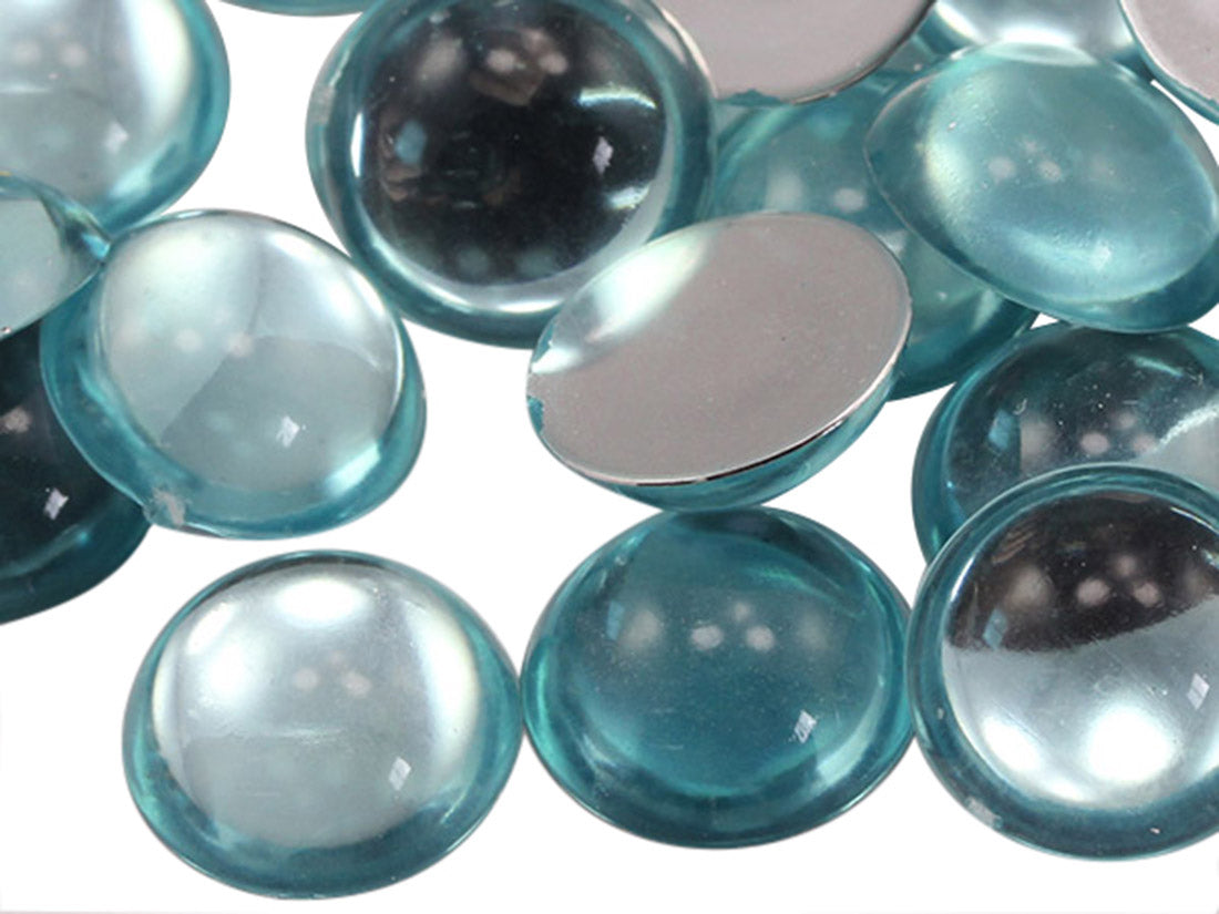 Blue Light Aqua Round Flat Back Cabochons