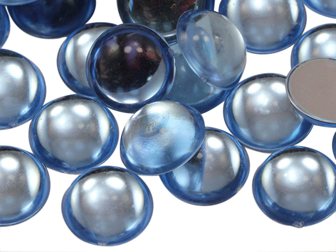 Blue Light Sapphire Round Flat Back Cabochons