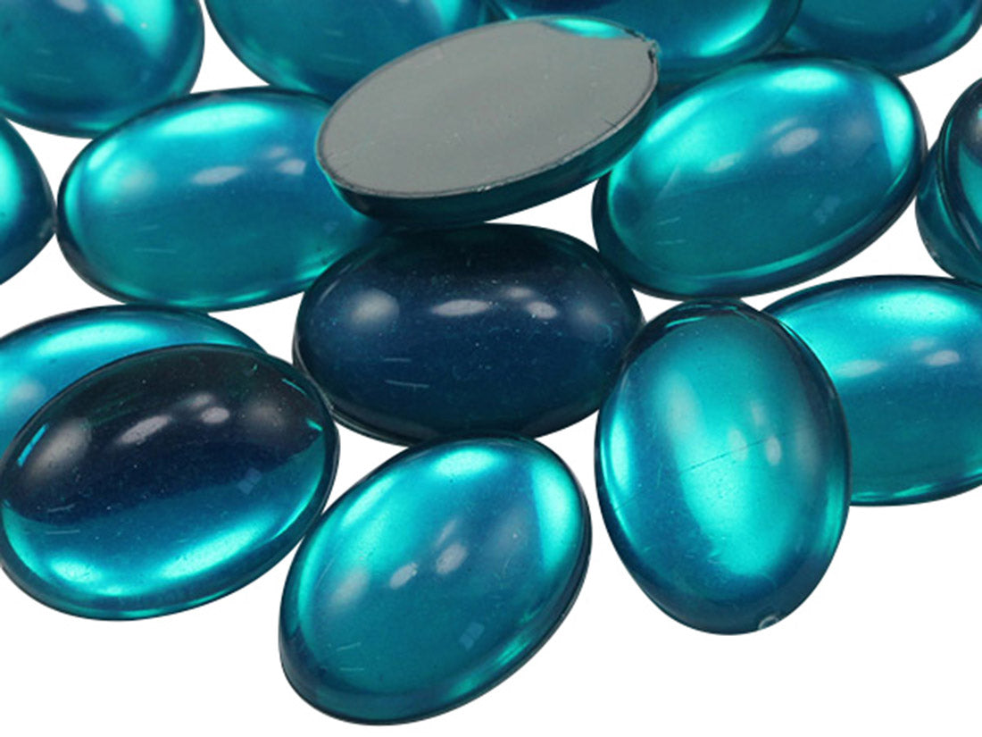 Blue Zircon Oval Flat Back Cabochons