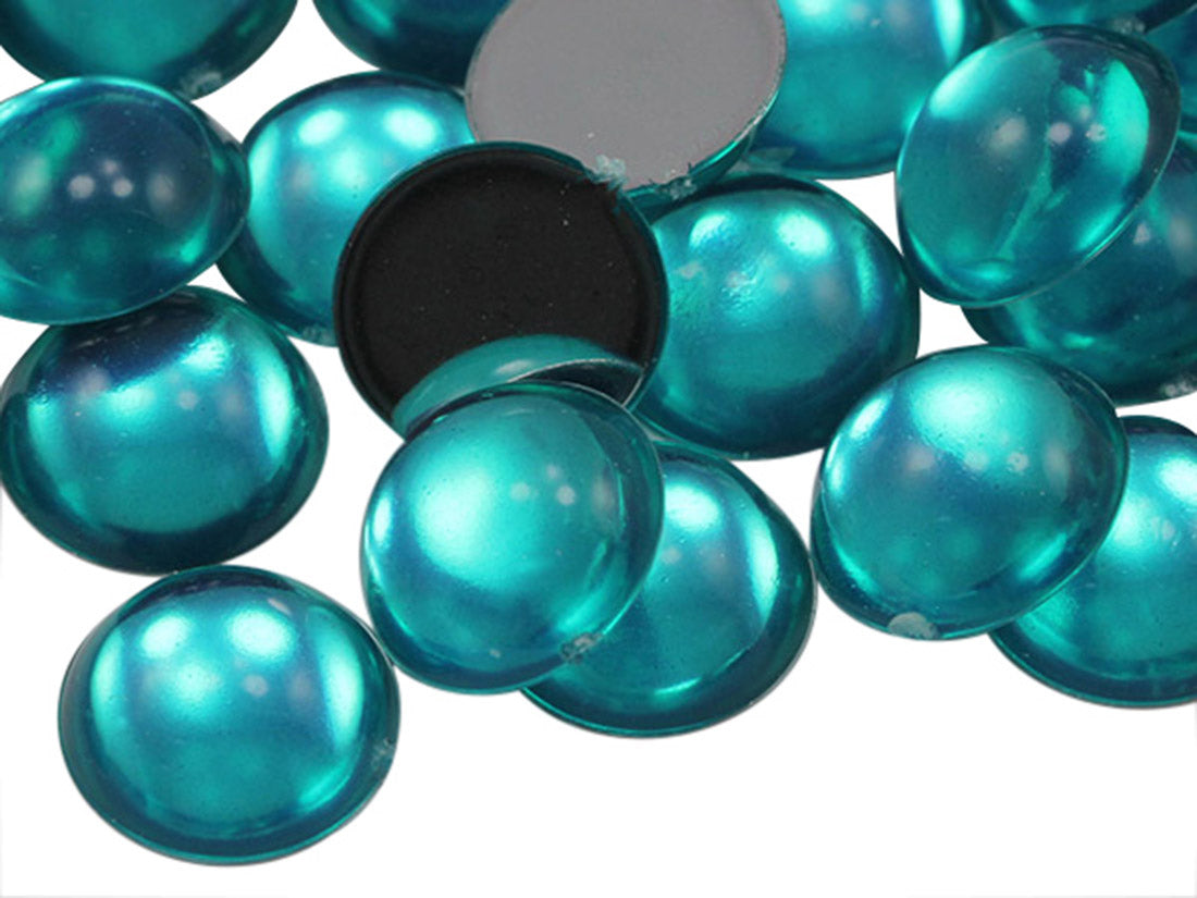 Blue Zircon Round Flat Back Cabochons