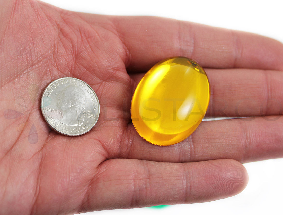 Gold Topaz Oval Extra Large Flat Back Cabochons - 40x30mm - 4 Pieces