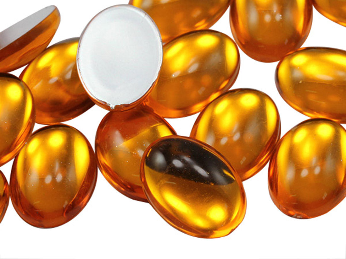 Gold Topaz Oval Flat Back Cabochons