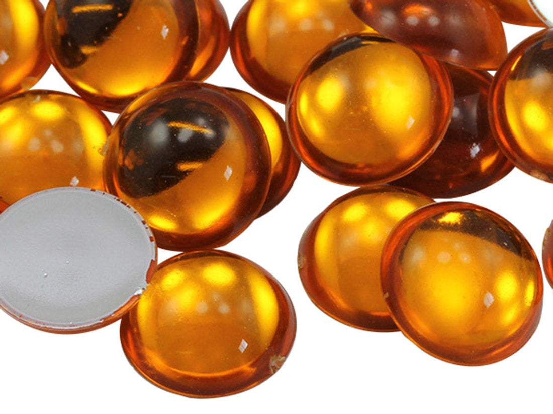 Gold Topaz Round Flat Back Cabochons