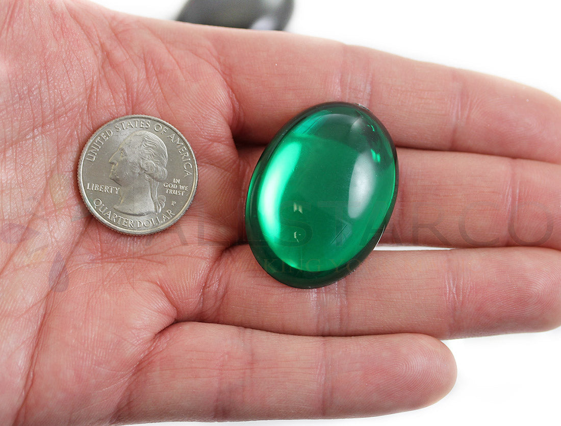 Green Emerald Oval Extra Large Flat Back Cabochons - 40x30mm - 4 Pieces