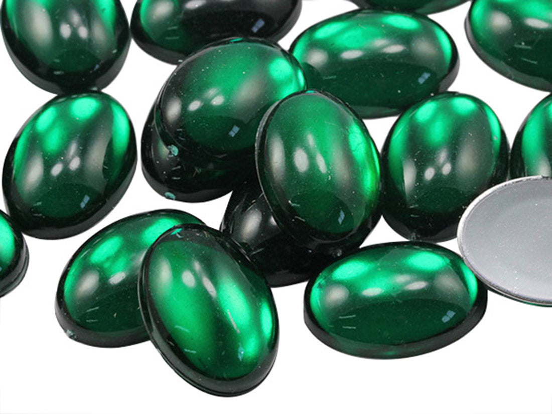 Green Emerald Oval Flat Back Cabochons