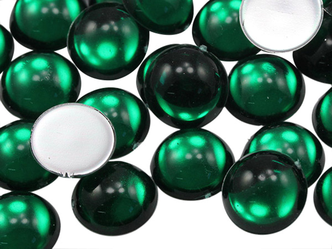Green Emerald Round Flat Back Cabochons