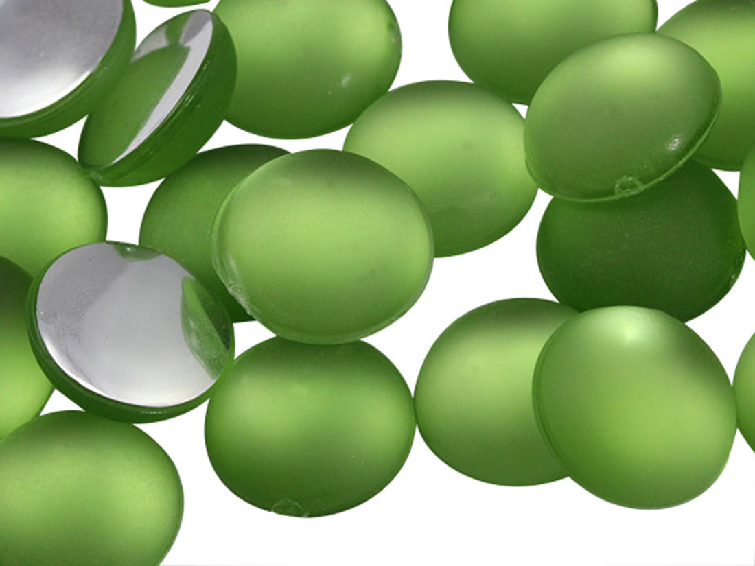 Green Lime Frosted Round Gems - 11mm - 50 Pieces