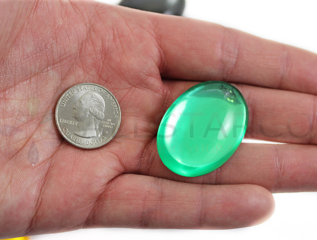 Green Peridot H110 Oval Extra Large Flat Back Cabochons - 40x30mm - 4 Pieces