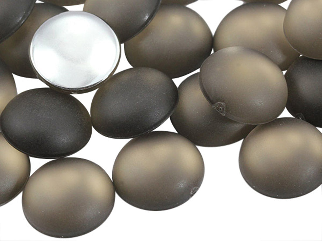 Grey Smoke Frosted Round Gems - 11mm - 50 Pieces