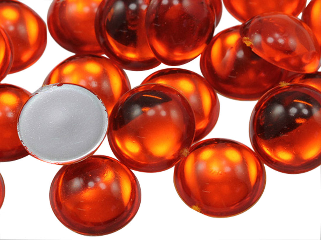 Orange Hyacinth Round Flat Back Cabochons