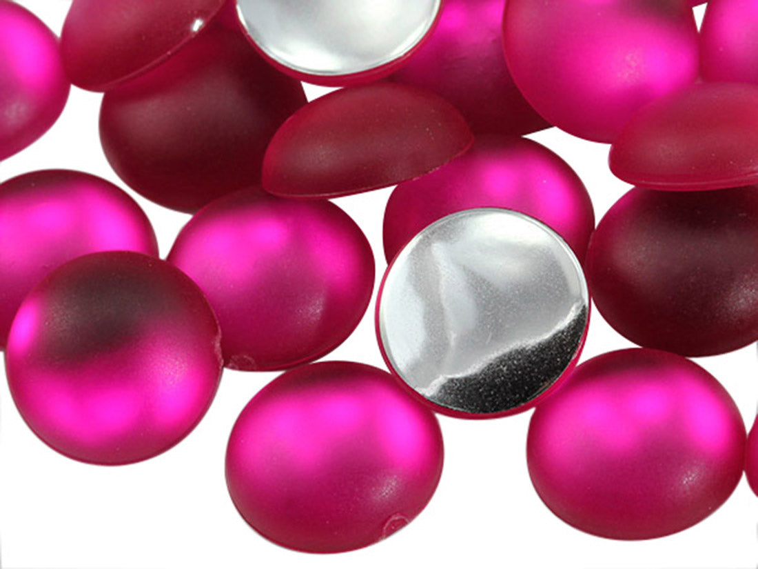 Pink Fuchsia Frosted Round Gems - 11mm - 50 Pieces
