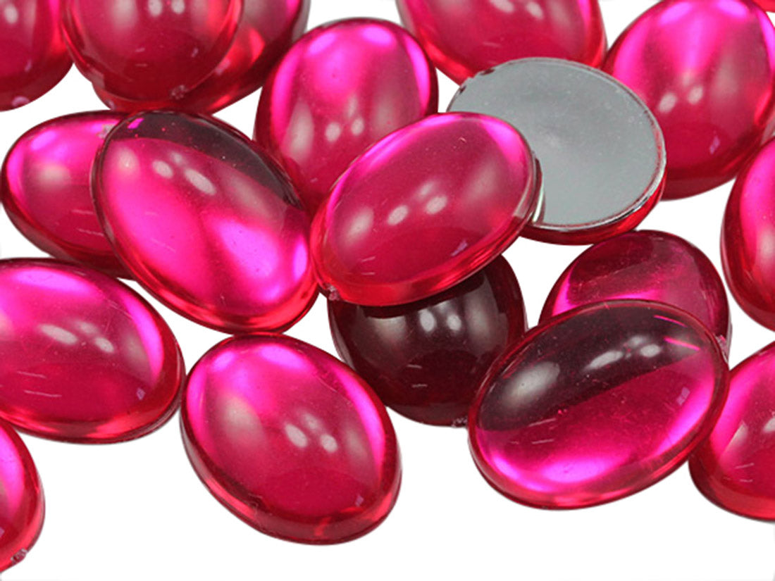 Pink Fuchsia Oval Flat Back Cabochons