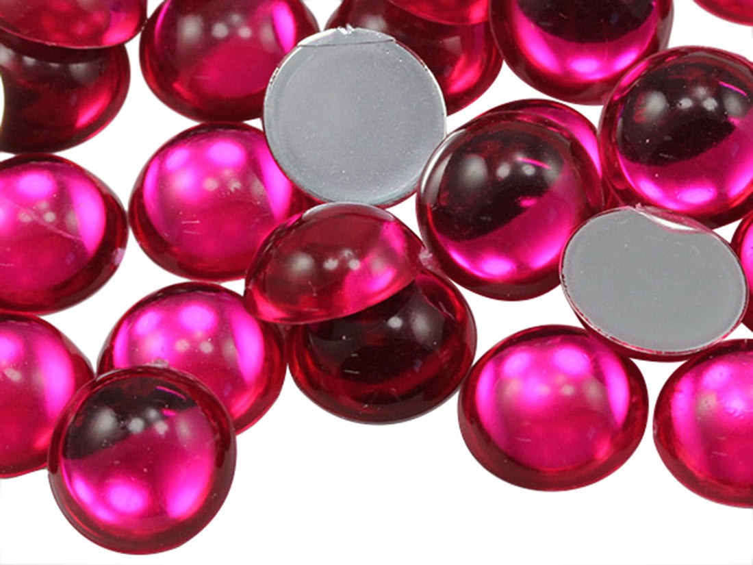 Pink Fuchsia Round Flat Back Cabochons