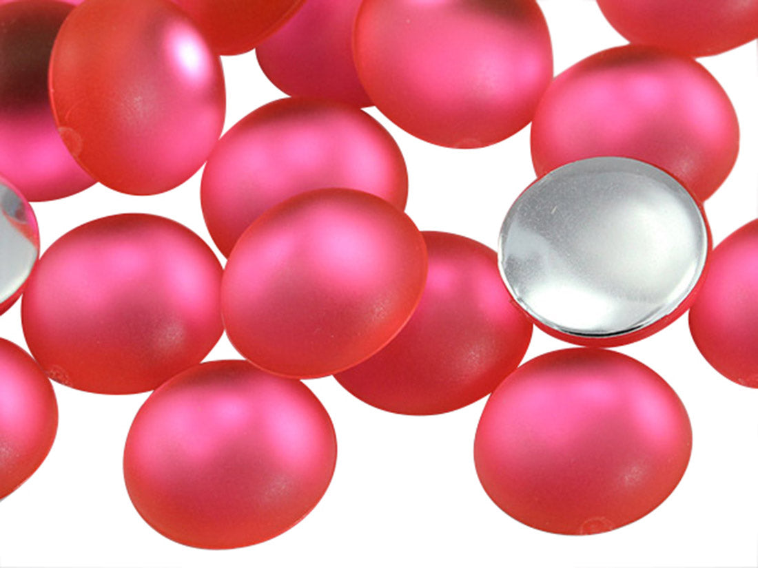 Pink Hot Frosted Round Gems  - 11mm - 50 Pieces