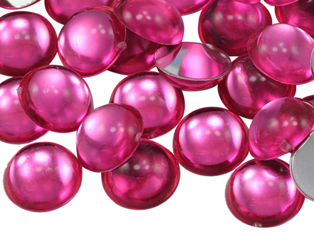 Pink Hot Round Flat Back Cabochons