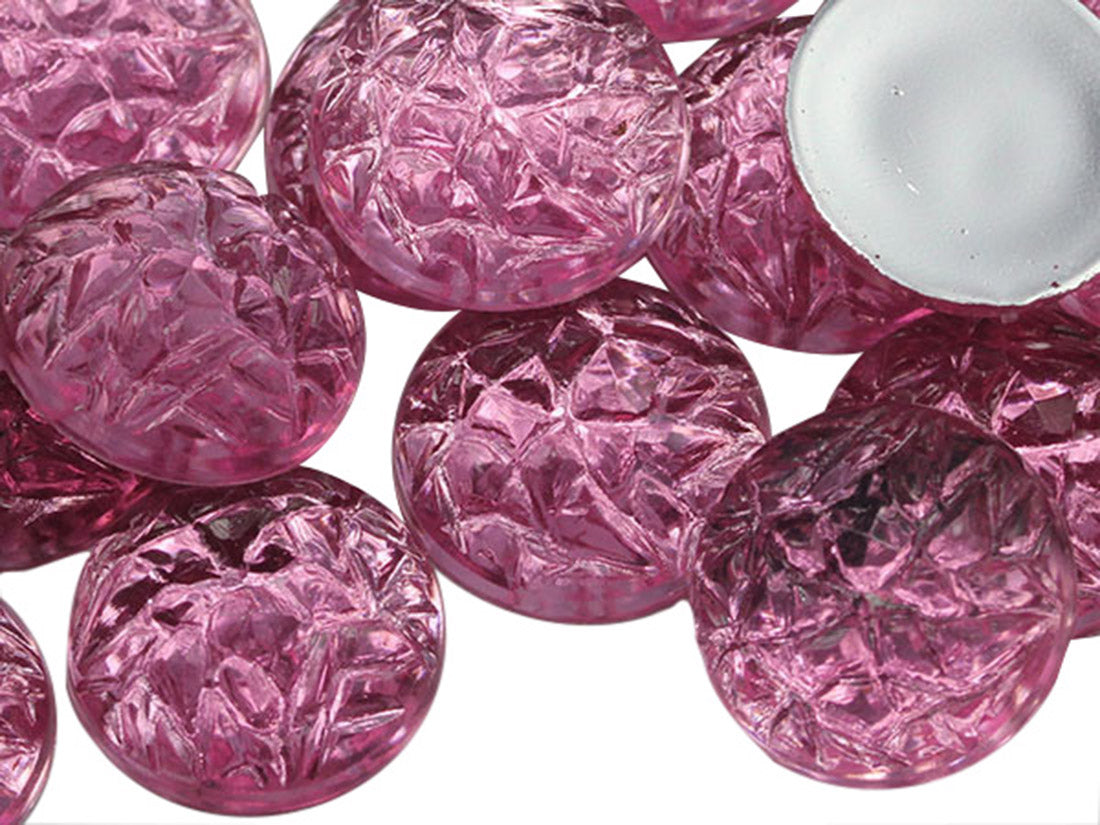 Pink Light Rose Round Baroque Cabochons