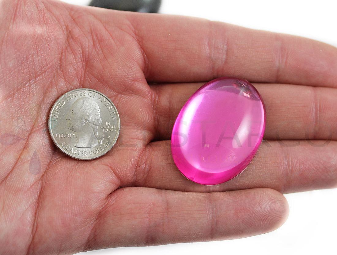 Pink Rose Oval Extra Large Flat Back Cabochons - 40x30mm - 4 Pieces