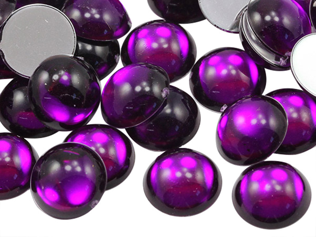 Purple Amethyst Round Flat Back Cabochons